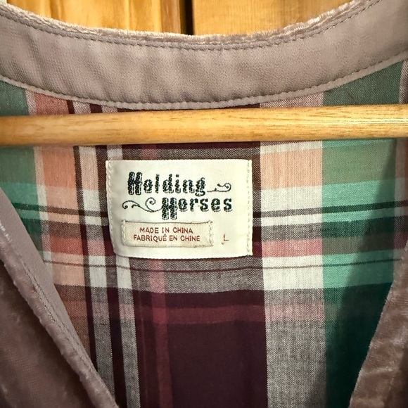 HOLDING HORSES Velvet Long Sleeve Dress in Tan - Picture 4 of 4